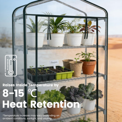 Worth Garden 5 Tier Mini Greenhouse - 75'' H x 27'' L x 19'' W - Sturdy Portable Gardening Shelves with Transparent PVC Cover - Small Porch Green House for Growing Plants Flowers Indoor & Outdoor