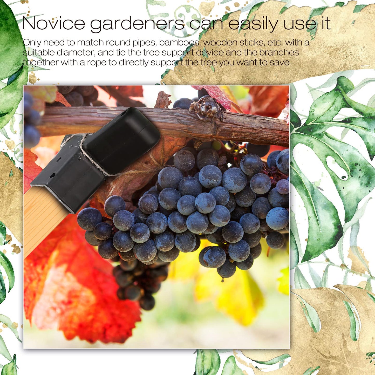 Yungyan 8 Pcs Tree Support, Plastic Fruit Branch Support Device Tree Brace Prevent Them from Breaking for Vineyards Ornamental Gardens Orchards Fits on Standard 1.57 x 1.57 Inch Lumber (Black)