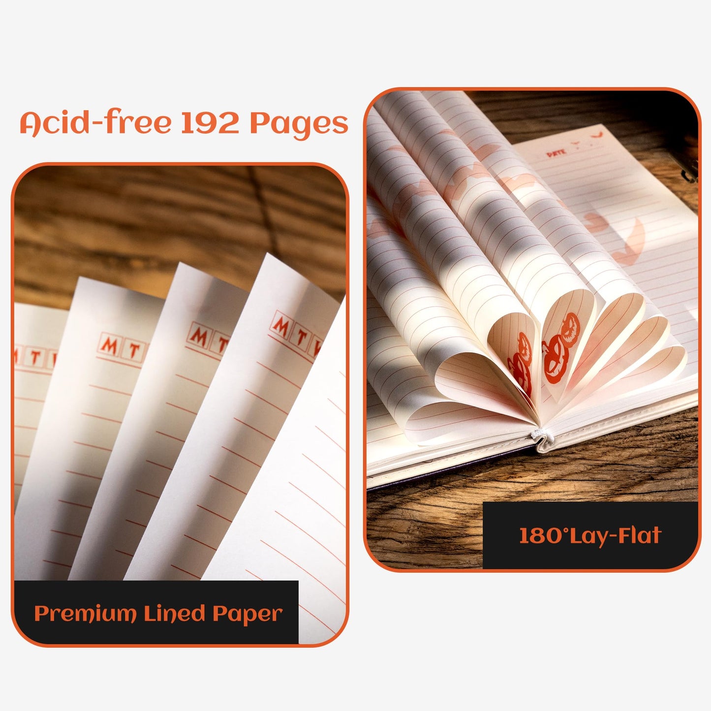 CAGIE Journal with Lock for Women Men, A5 Locked Journal with Pumpkin Pen Set, Halloween Notebook with Combination Lock 192 Pages Diary with Lock, 5.7x 8.3 Inches, White