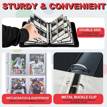 440 Card Binder 4 Pocke 3-Ring Trading Card Binder with 55 Page Removable Sleeves, High Storage Trading Card Holder Collection Card Album Carrying Organizer Case for TCG Cards-Fire Dragon