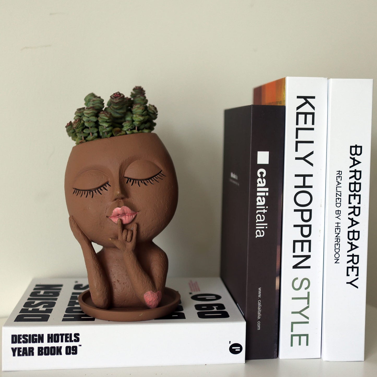 Dolkgy Face Flower Pots Head Planter, Cute Resin Planters for Indoor Outdoor Plants, Macetas para Plantas Funny Head Plant Pot