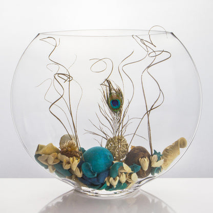CYS EXCEL Glass Moon Vase Oval Bowl (H:7.5" L:9.25") | Multiple Size Choices Round Flower Vase Centerpiece | Plant Terrarium Bowl Vase