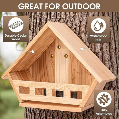 SWANGSA 2 Pack Cedar Mourning Dove Nesting Box, Wooden Birdhouses for Outdoor Doves and Other Small Birds