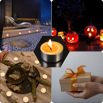 48 Pack Beeswax Tealight Candles Bulk,Pure Natural Bees Wax in Aluminum Shell - 4 Hour Extended Burn Time,Smokeless Tea Light Candles for Home Deco,Table centerpieces
