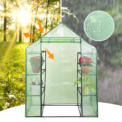 S AFSTAR Walk in Greenhouse, 56.5 x 29 x 77-Inch Green House with 2 Tier 8 Mesh Shelves & Zipper Roll-Up Door, Portable Greenhouse Mini Growing House, Greenhouses for Outdoors Garden Patio Backyard