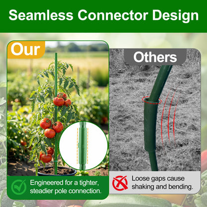 WAENLIR Garden Stakes16 Inch 72 Pack, Tomato cage DIY 4ft 5ft 6ft 7ft 8ft Plant Support Stakes with Connectors and Clips, Plastic Coated Metal Sticks for Tomato Indoor Outdoor