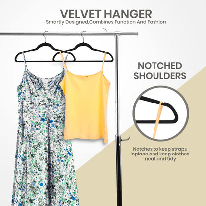 Utopia Home Velvet Hangers 50 Pack - Non-Slip Suit Hangers with 360 Degree Rotatable Hook - for Pants, Coats, Shirts & More (Black)