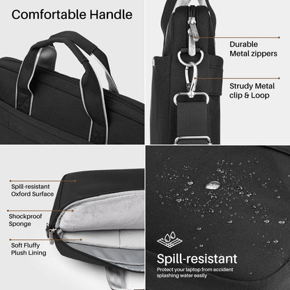 BAFFINA 17 17.3 Inch Laptop Shoulder Bag for Men Women,Waterproof Computer Carrying Case Messenger Bag with Strap for 17"-18" HP Dell,Laptop Briefcase for Office business Travel College School,Black