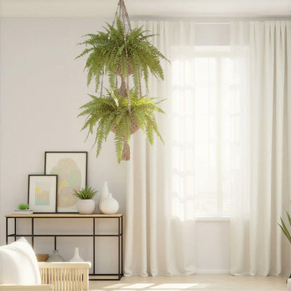 Creative Co-Op Hand-Woven Jute Macrame 2-Tier Plant Hanger, Natural