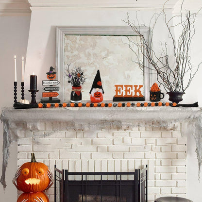 Halloween Decorations 6PCS Tiered Tray Decor, Cute Tabletop Halloween Decor for Home Indoor Tray Shelf Mantel Office Table Centerpieces Farmhouse Rustic Spooky Wood Signs