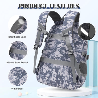 DIGOBAY Camo Backpack for Boys, Tactical Boys Backpack for School, Kids Backpack With Lunch Box Pencil Case USB Charging Port Military Army Book Bags for Boy Teens Kids Elementary Middle High School