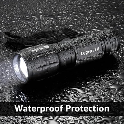 Lighting EVER LED Flashlights High Lumens, Small Flashlight, Waterproof, Adjustable Focus Flash Light for Outdoor, Emergency, Camping, AAA Batteries Included, 2 Pack