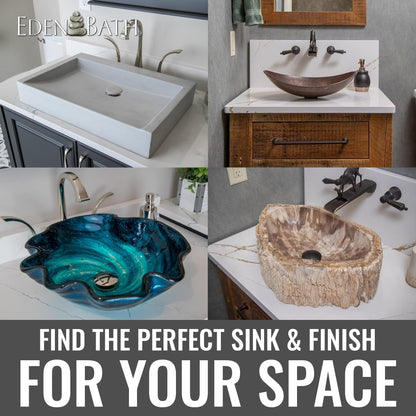 Eden Bath River Rock Boulder Variable Shaped Vessel Sink, Polished Stone Basin with Natural Exterior