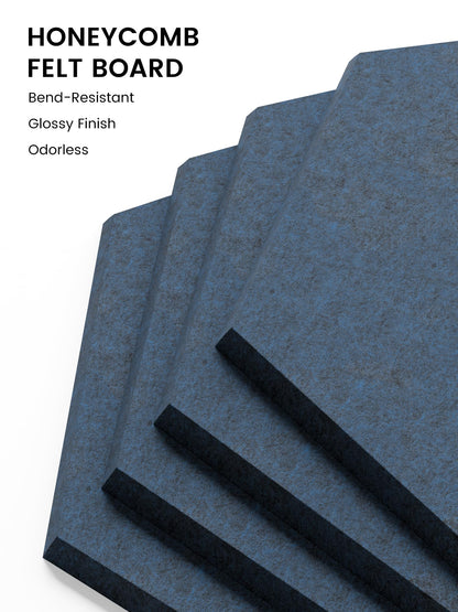Fluxynara Hexagon Cork Board Alternative for Walls Decor-12-Pack Felt Bulletin Board Tiles,with 30 Pushpins,70 Adhesive Tabs for Office,Classrooms & Home Pin Board Felt Board-Carbon Blue