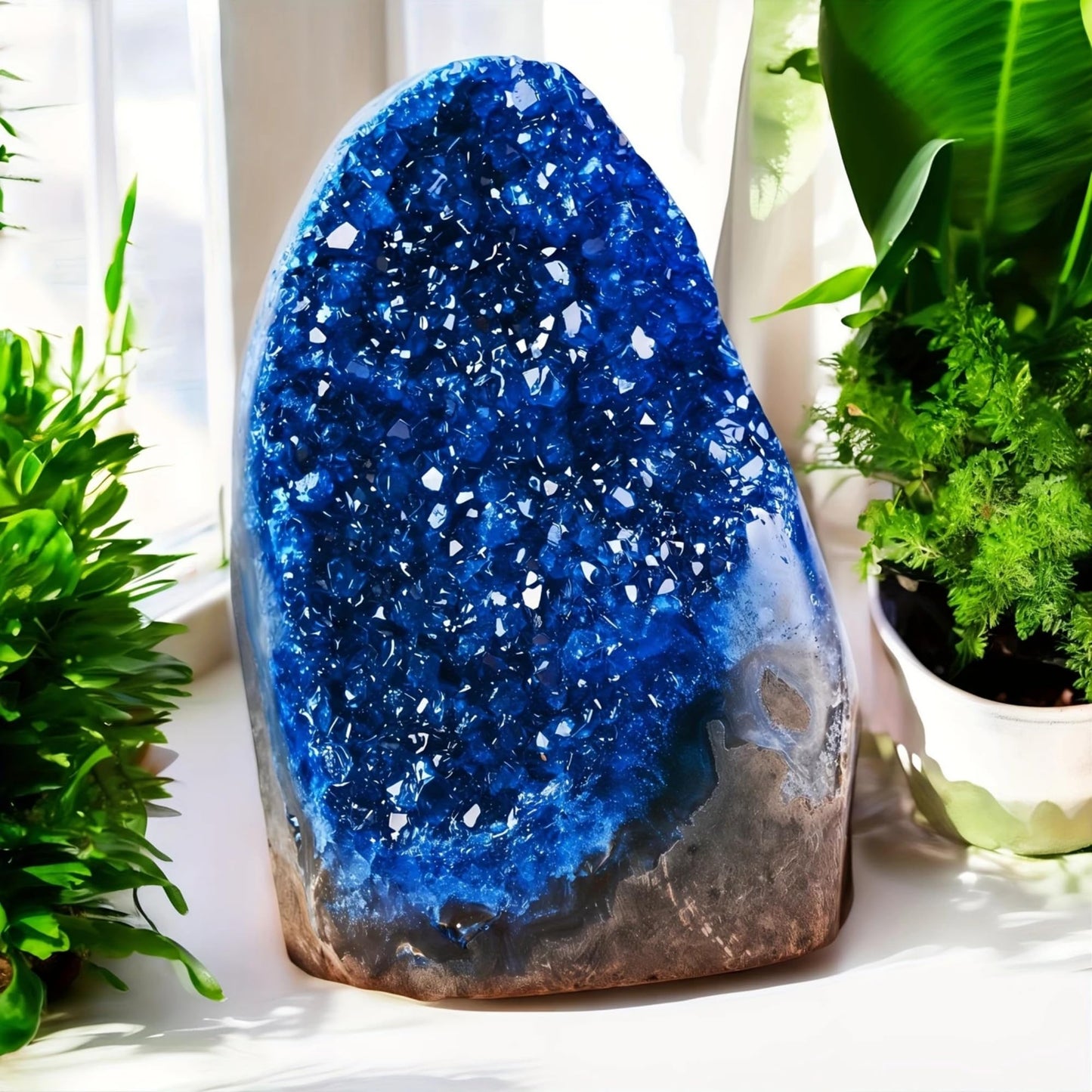 CrystalHola 200-700g Selected Raw Geode Quartz Cluster Home Feng Shui Ornaments Energy Stone Healing Tools Meditation Feng Shui Decoration,Stone Display Piece, Mineral Specimen (Blue, 200-300g)