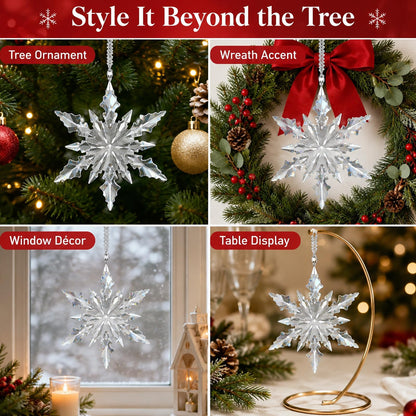 Luxury Crystal Christmas Snowflake Ornaments Christmas Tree Hanging Decorations Gifts for Women Girls Family Friends (Clear)