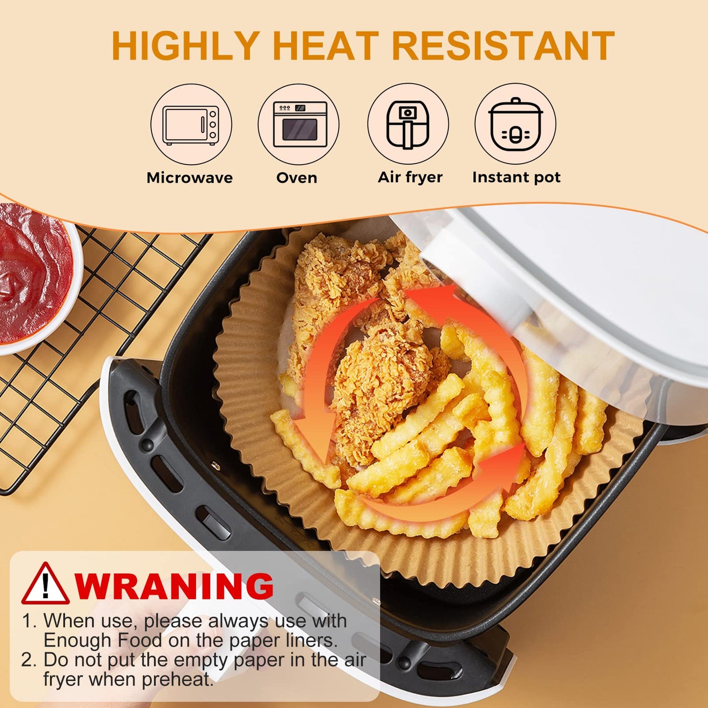 400 Pcs Air Fryer Paper Liners, 8" Square Air Fryer Liners Disposable, Heavy-Duty Parchment Paper for 5-8 qt Airfryer Basket, Non-Stick & Grease-Proof Baking Liner for Oven Pan