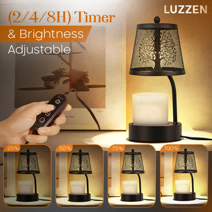 LUZZEN Farmhouse Candle Warmer Lamp Black – Large Flameless & Smokeless Candle Melter lamp with Timer & Adjustable Light,for Aromatic Candles – Zen & Meditation Decor, Lampara para Velas Aromaticas