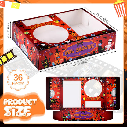 Faccito 36 Pcs Movie Night Snack Trays Theater Snack Boxes Disposable Cinema Paper Holder Movie Night Neon Glow Party Supplies for Popcorn Food Candy Drink Party Favors(Red Black,Pumpkin Style)