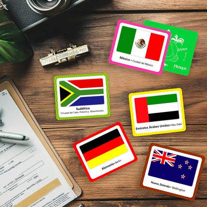 Menique Flags of the World Memory Matching Game – 100 Cards, 50 Countries to Match – Educational & Fun for Kids and Adults – Color-Coded by Continent – Learn Flags, Capitals, and Geography