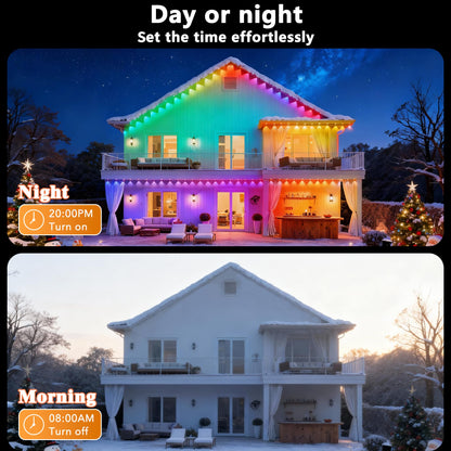 Permanent Outdoor Lights Pro, 150ft with 90 RGB+IC LED Lights for House, 75 Scene Modes,IP68 Waterproof Eave lights Compatible with Alexa, Google Assistant for Halloween Christmas Outdoor Daily Decor