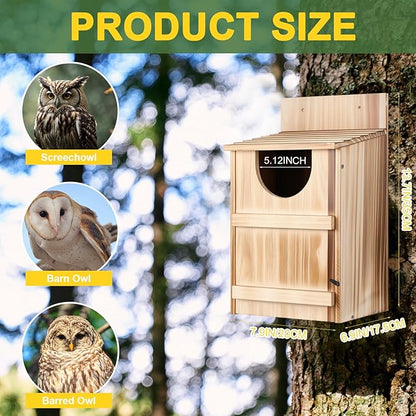 2 Pack Half Round Owl Houses, Bird Houses for Outside, Wooden Owl Nest Box Large Opening Screech Outdoor Bird's Box, for Wildlife Screech, Barred, Great Horned, Barn Owls, Assembly Required