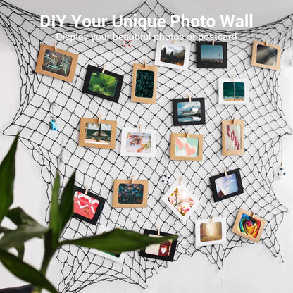 10x5 Feet X-Large Fish Net Decorations for Party - 2 Pack Black Fishing Net Decor for Halloween Gothic Pirate Party, 3mm Cotton Decorative Netting Table Runner Photo Display Backdrop Wall Decor