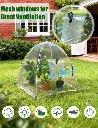 2 Pack Plant Covers Freeze Protection, Winter Plant Covers with Stakes, Clear Outdoor Garden Frost Cover, Portable Plant Flowers Mini Greenhouse Cover for Outdoor & Indoor Use