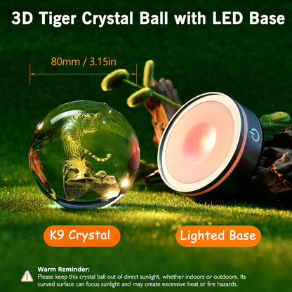 IFOLAINA Tiger Lovers Gifts for Men Women 3D Crystal Ball