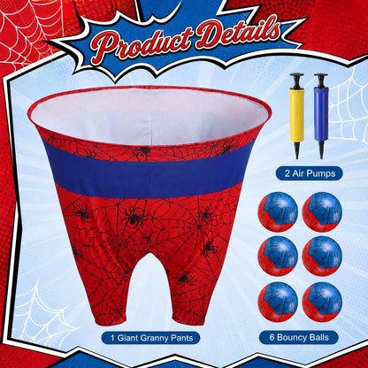 JolliLudo 9 Pcs Spider Web Granny Pants Yard Game for Adults Giant Granny Pants with Beach Balls Pumps Summer Beach Games Gifts Birthday Decor Party Favor