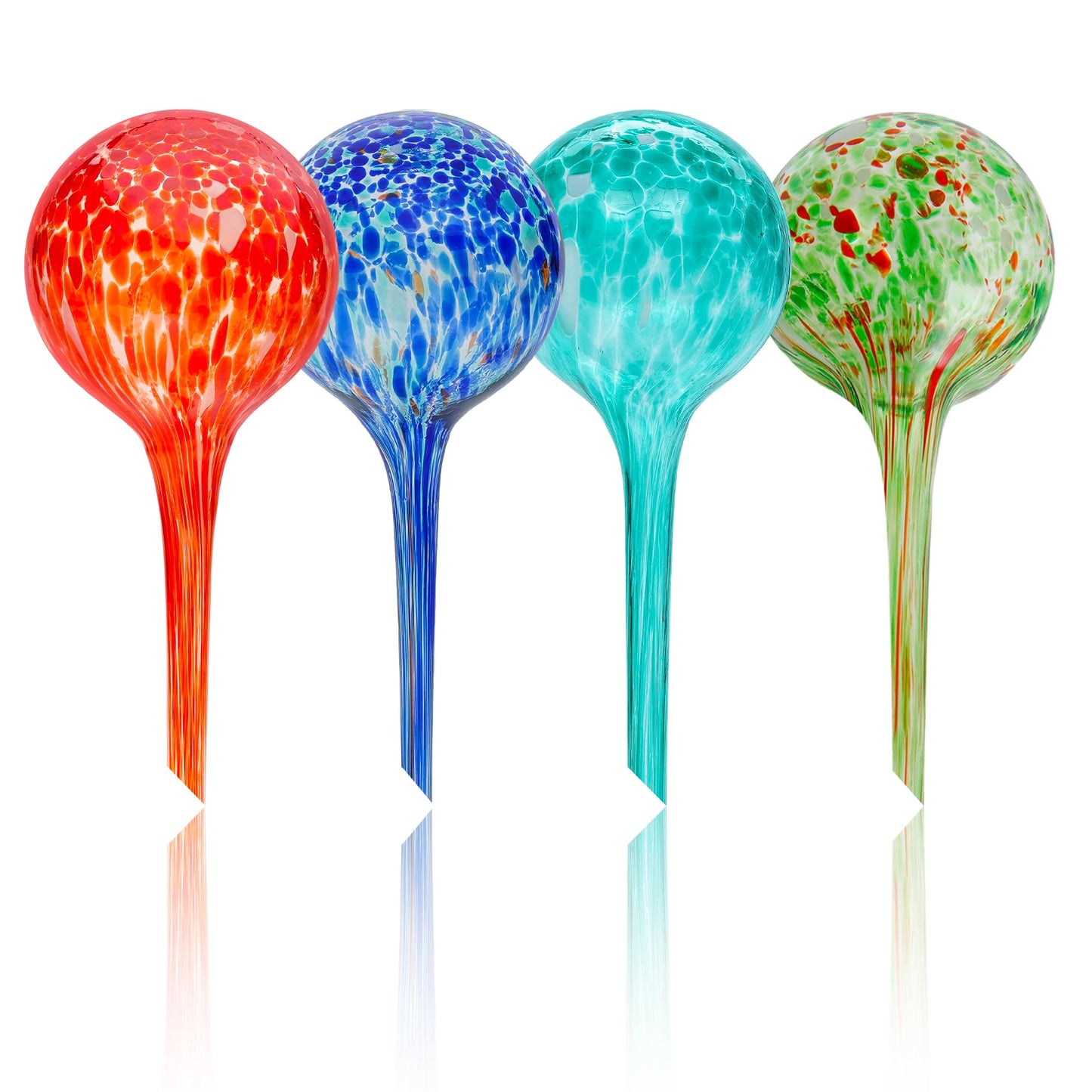 Iridescent Self Watering Globes, Glass Rainbow Plant Watering Globes, Self Watering Planter Insert, Automatic Plant Waterer Indoor (Small-4 Pcs Multi-Color)