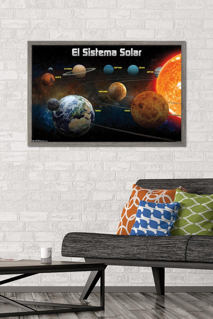Trends International El Sistema Solar 2013 (Solar System) Wall Poster, 22.375" x 34", Barnwood Framed Version