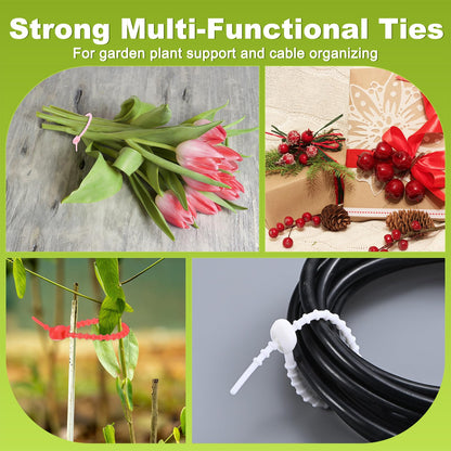 M METERXITY 48-Pack Adjustable Plant Ties, 4.7/5.9/6.7/8.2 Inch Silicone Flexible Multi-Function Garden Twist Tie for Crafts/Gift Wrapping/Gardening Plants, Reusable Support Twine [White]