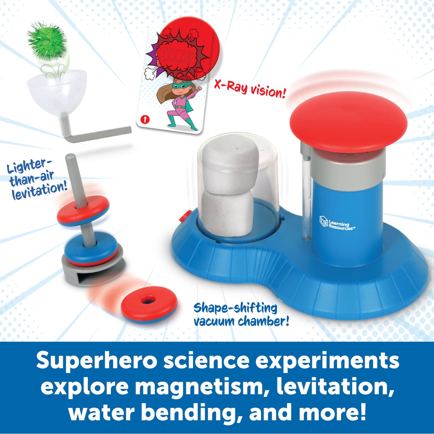 Learning Resources STEM Explorers Superhero Science!, Critical Thinking, Experiments for Kids, Magnets for Boys and Girls, Ages 6+,21 Pieces