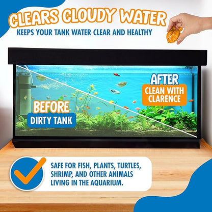 Clarence the Clarifier Fish - 2 pk, Orange - Aquarium Treatment, Clear Cloudy Fresh-Saltwater, Fish-Plant Safe, 10gal Tank Maintenance Each