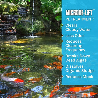 MICROBE-LIFT PL Pond Bacteria and Outdoor Water Garden Cleaner, Safe for Live Koi Fish, Plant Life, and Decor, 32 Ounces