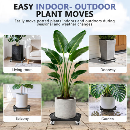 KEDSUM Plant Caddy with Wheels, Anti-Tip 4-Wheel 800LBS Heavy Duty Plant Stand, Adjustable Steel Panel for Versatile Use in 15-20 Inch Plant Stand, Rust-Resistant for Indoor Outdoor Flowerpot