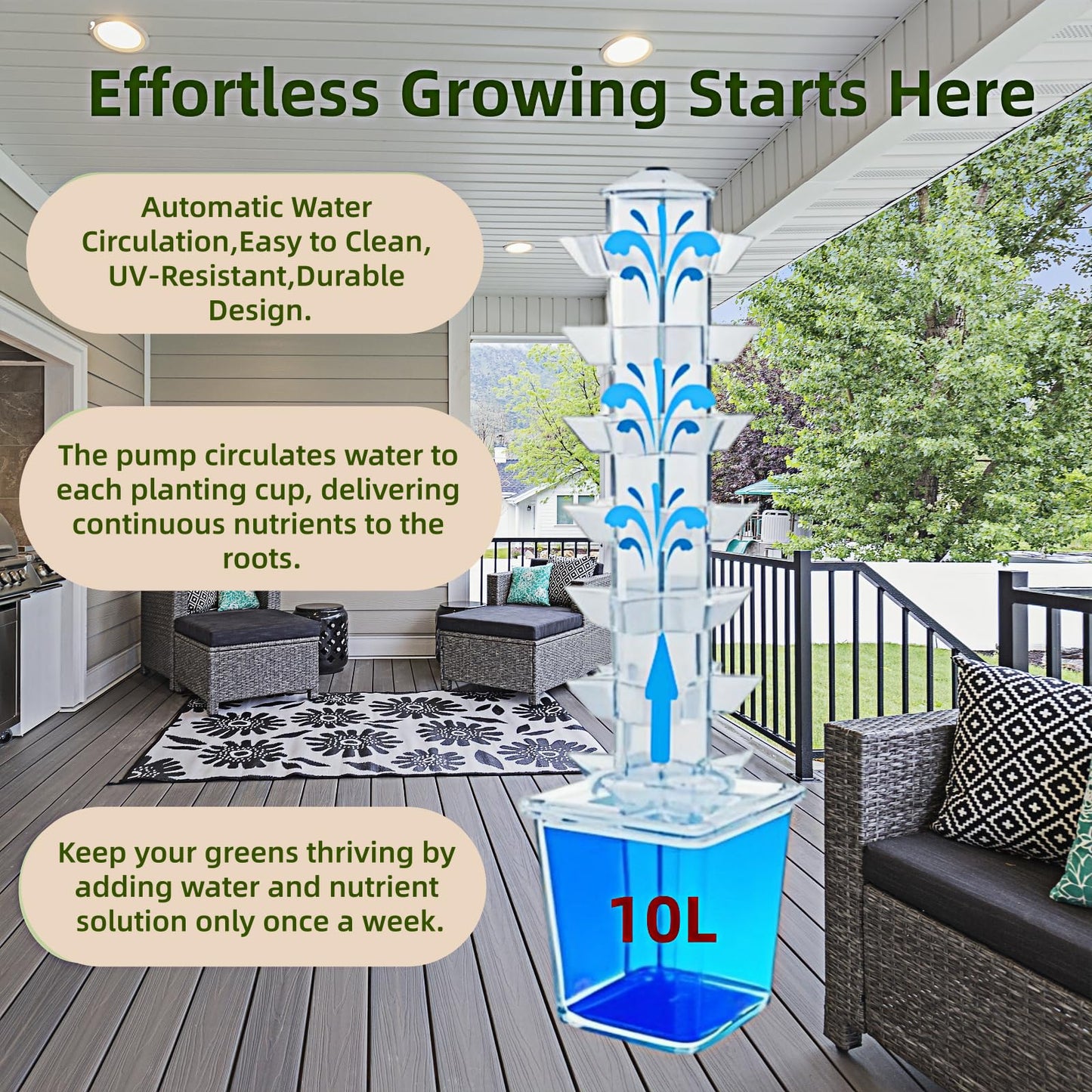 LnzyGarden Hydroponic Growing System Kit - Hydroponic Tower Indoor Smart Vertical Garden,Hydroponic Vegetable System,35 Pods, Automatic Timer, Gardening Gift