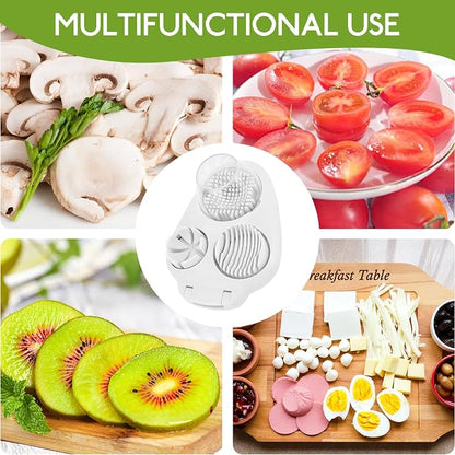 3 in 1 Egg Slicer, Stainless Steel Multipurpose Egg Cutter, Multi-function Kitchen Chopper Tool for Strawberry, Mushroom, Grape, Cherry Tomato, Easy to Clean Kitchen Cutter