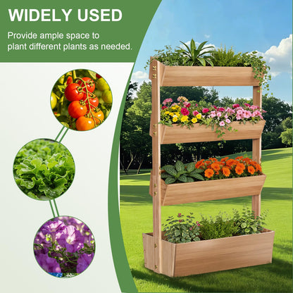 Baotree 4 Tiers Vertical Wooden Raised Garden Bed, Tiered Standing Garden Planters Outdoor, Garden Tower Wooden Planter Box for Planting Herbs Flowers Vegetables Indoor Outdoor Gardening