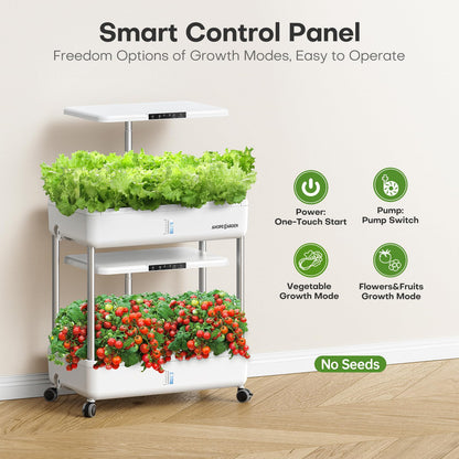 Ahopegarden Hydroponics Growing System Indoor Garden, 44 Pods Plant Herb Garden Germination Kit with LED Grow Light, 20L Double-Layer Large Capacity Hydrophonic Planter Grower for Vegetable Fruit