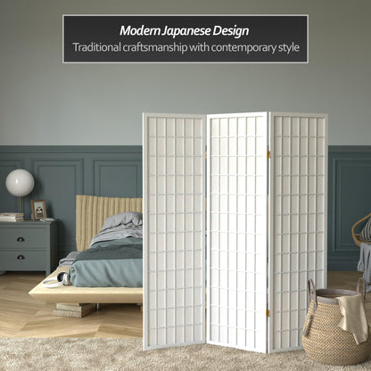 Red Lantern 5 ft. Tall Window Pane Shoji Screen - White - 3 Panels