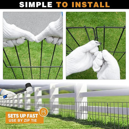 Animal Barrier Fence, 25 Panels 27ft(L) X 17inch(H) Dog No Digging Fence Barrier, Rabbit Ground Defense Blockers, Rustproof Metal Fence Border for Outdoor Garden Landscape Patio