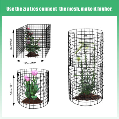 10 Pack Round Plant Protector from Animals, 30 Pcs 12 x 12 Metal Mesh to Keep Animals Out Wire Plant Protectors for Rabbits Chicken Duck Bunny Barricades for Garden Vegetable Flowers Protection