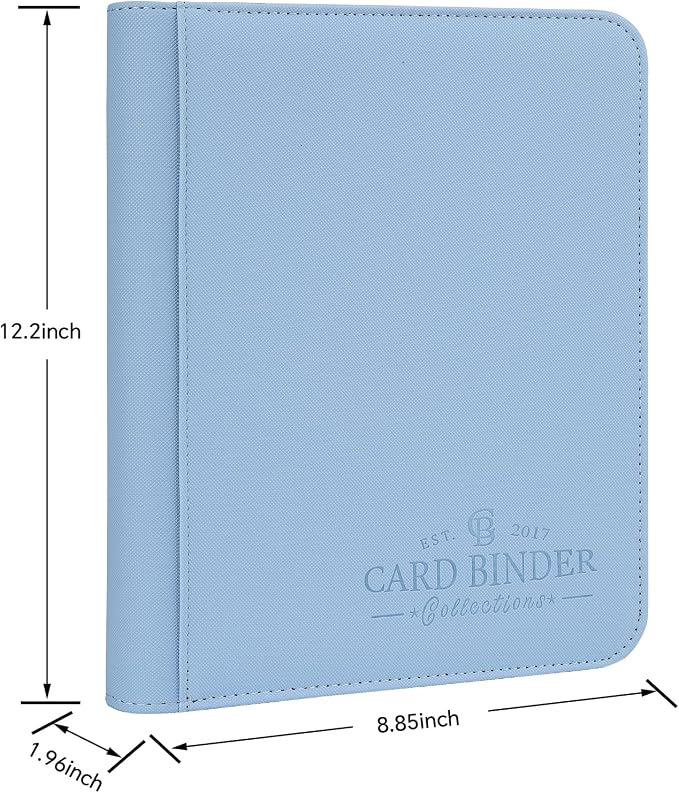 Toploader Binder, 4 Pocket Trading Card Binder Holds 128 Top Loaders, Premium Zipper Card Storage Case with Double-Sided Pockets for 3x4'' Toploaders, TCG, MTG, Sports Cards.(light blue)