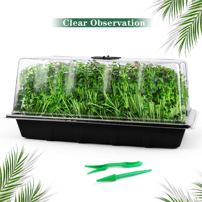 Hahood 6 Packs Seed Starter Tray Kits with Humidity Dome, Plastic Germination Growing Trays with Plants Labels, Planting Tools for Seeds Growing Starting, Germination and Seedling Propagation