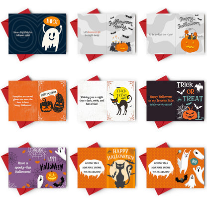 Halloween Cards with Envelopes, 18-Pack 5x7 Greeting Cards with Stickers