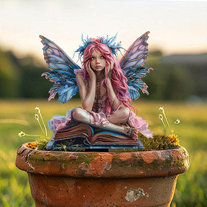 YUEYINGMG Garden Decor, Acrylic 2D Stake, Pot Plants Garden Yard Lawn Outdoor Fairy Statue Ornaments, Fairy Garden Accessories Decoration (Style F)