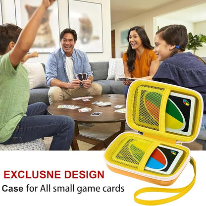Leayjeen Cards Case Compatible with Skip BO/UNO/Pokemon/Phase 10 Card Game,Fits Up to 100 Cards,Carrying Storage Bag for Travel-Yellow(Case Only)