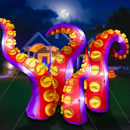 Max Fun 1pc Halloween Inflatables Decoration Inflatable Octopus Tentacles Outdoors Decorations with LED Lights Built-in Blow Up Yard Decoration for Outdoor Garden Lawn (Tentacles - A)